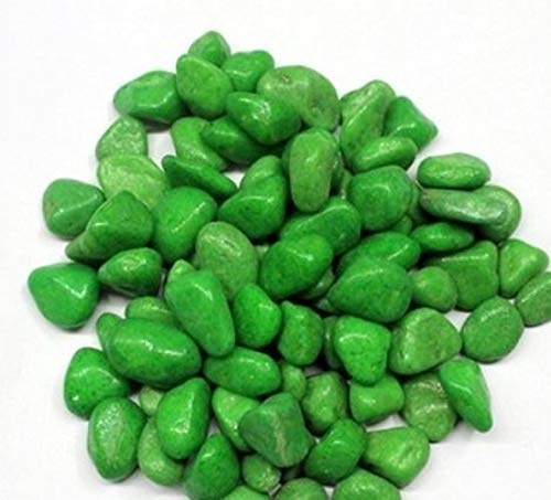 Green Color Painted Pebbles
