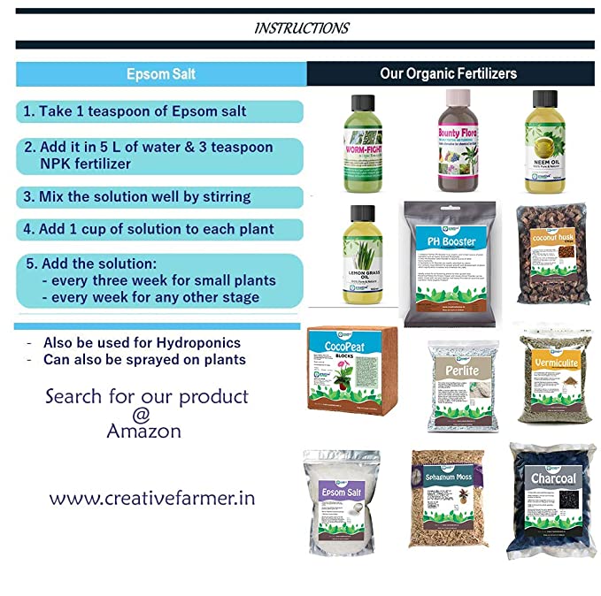 Creative Farmer Epsom Salt 5Kg Pure Organic - Magnesium Sulphate Plant Food Soil Manure